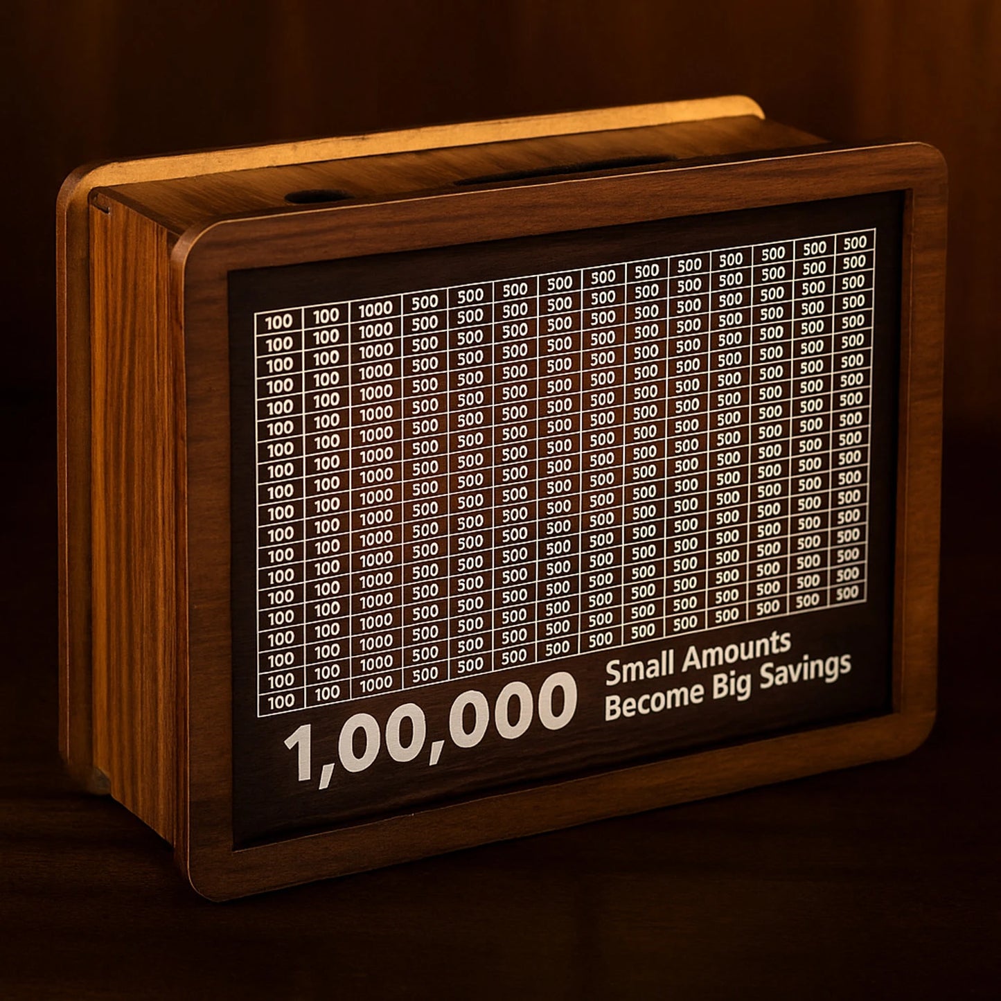 Wooden Money-Saving Box with Goal Tracker Premium Quality (Up to ₹1,00,000)