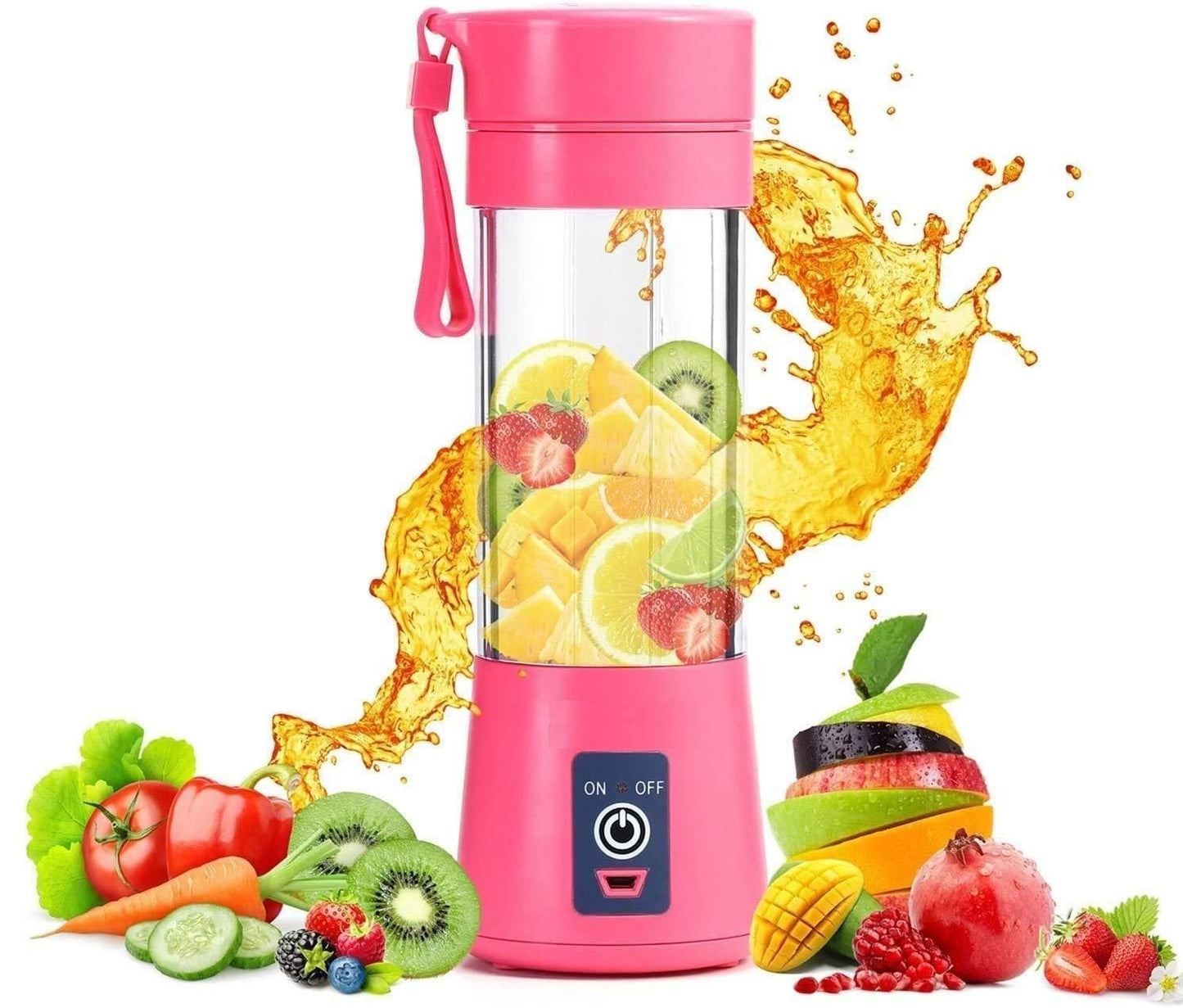Portable Electric USB Juice Maker - 380ml Rechargeable 6-Blade Blender