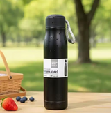 Stainless Steel Vacuum Insulated Water Bottle with Leak-Proof Cap & Carry Strap (Hot & Cold)