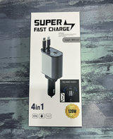 120W 4‑in‑1 Retractable Car Charger | Type‑C, Lightning, USB‑A, PD