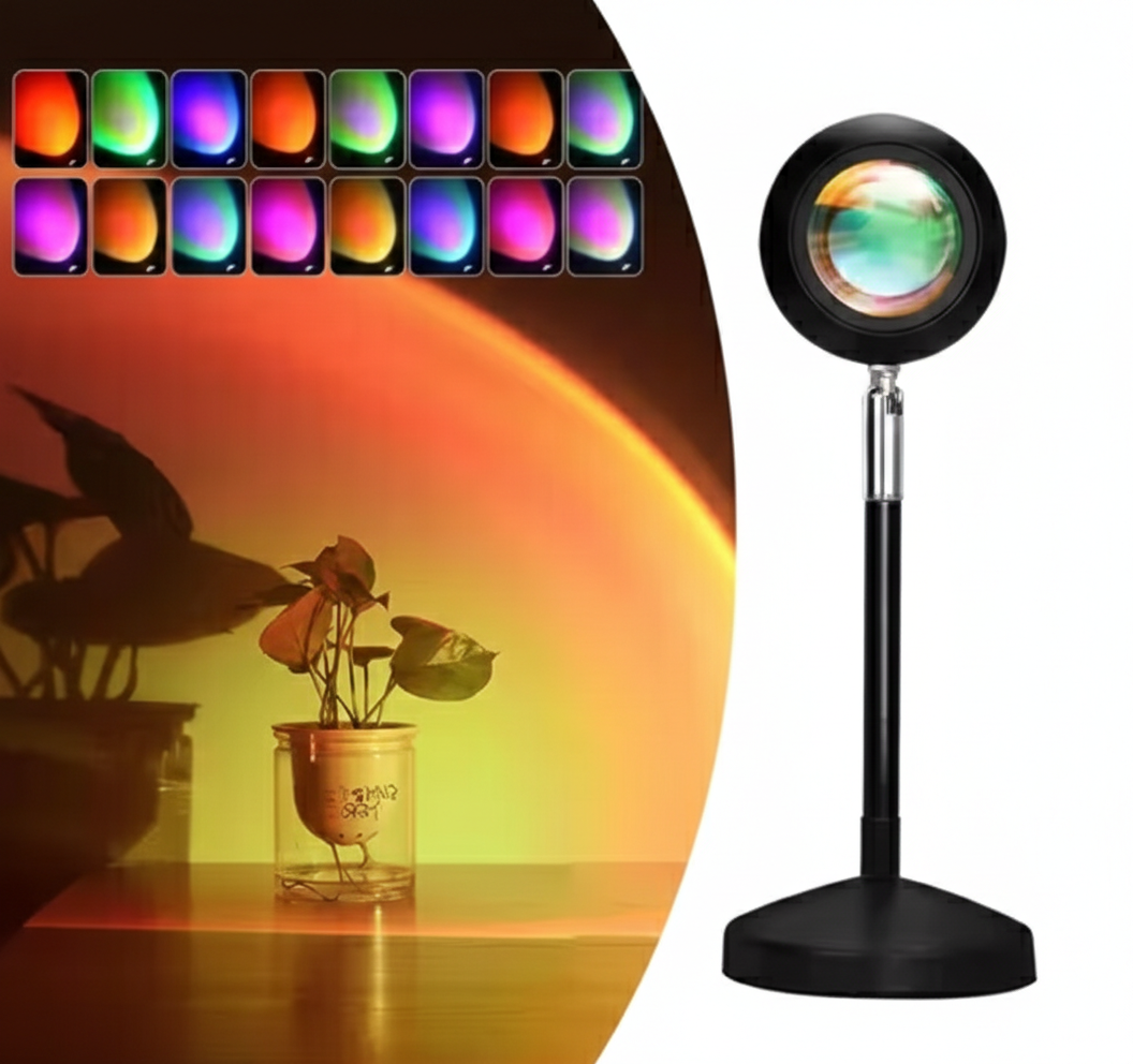 Sunset Lamp | 16 Colors | Remote Control | 180° Rainbow Projection
