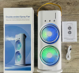 Double-Ended Spray Cooling Fan with LED Lights & Portable Design