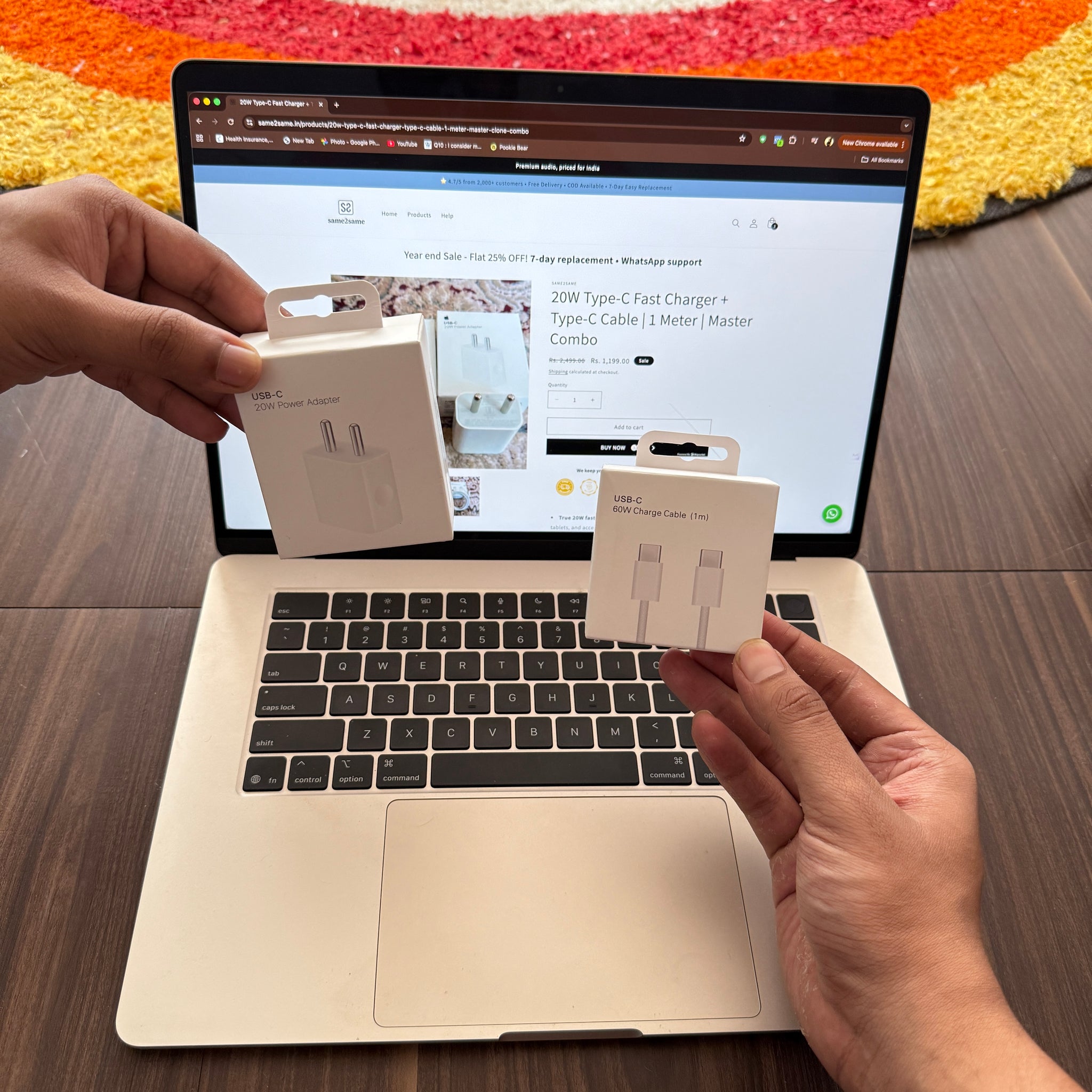 20W Type‑C Fast Charger + Type‑C Cable | 1 Meter | Original