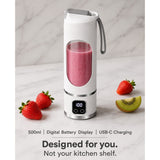 Portable USB Rechargeable Blender & Juicer 500ml | Digital Display | 30-Second Blend | Wireless Charging