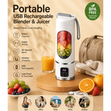 Portable USB Rechargeable Blender & Juicer 500ml | Digital Display | 30-Second Blend | Wireless Charging