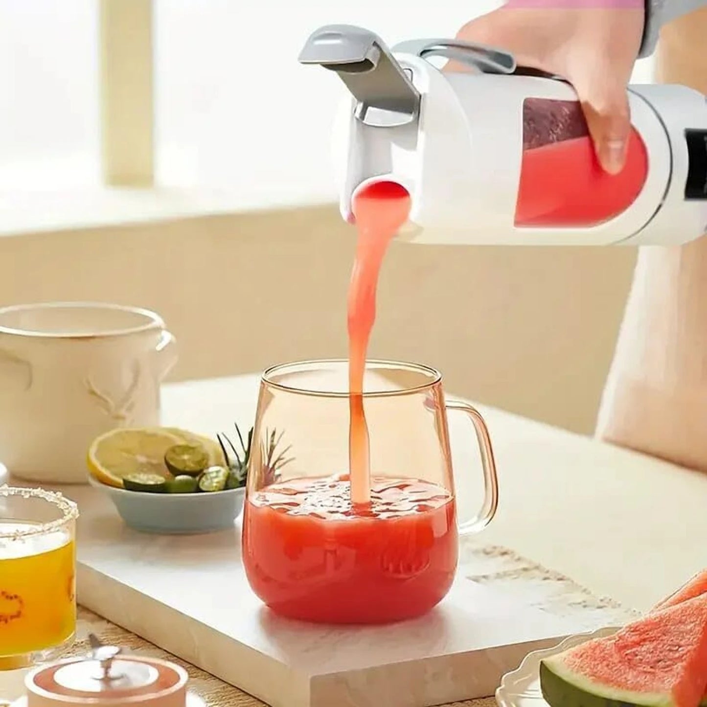 Portable USB Rechargeable Blender & Juicer 500ml | Digital Display | 30-Second Blend | Wireless Charging