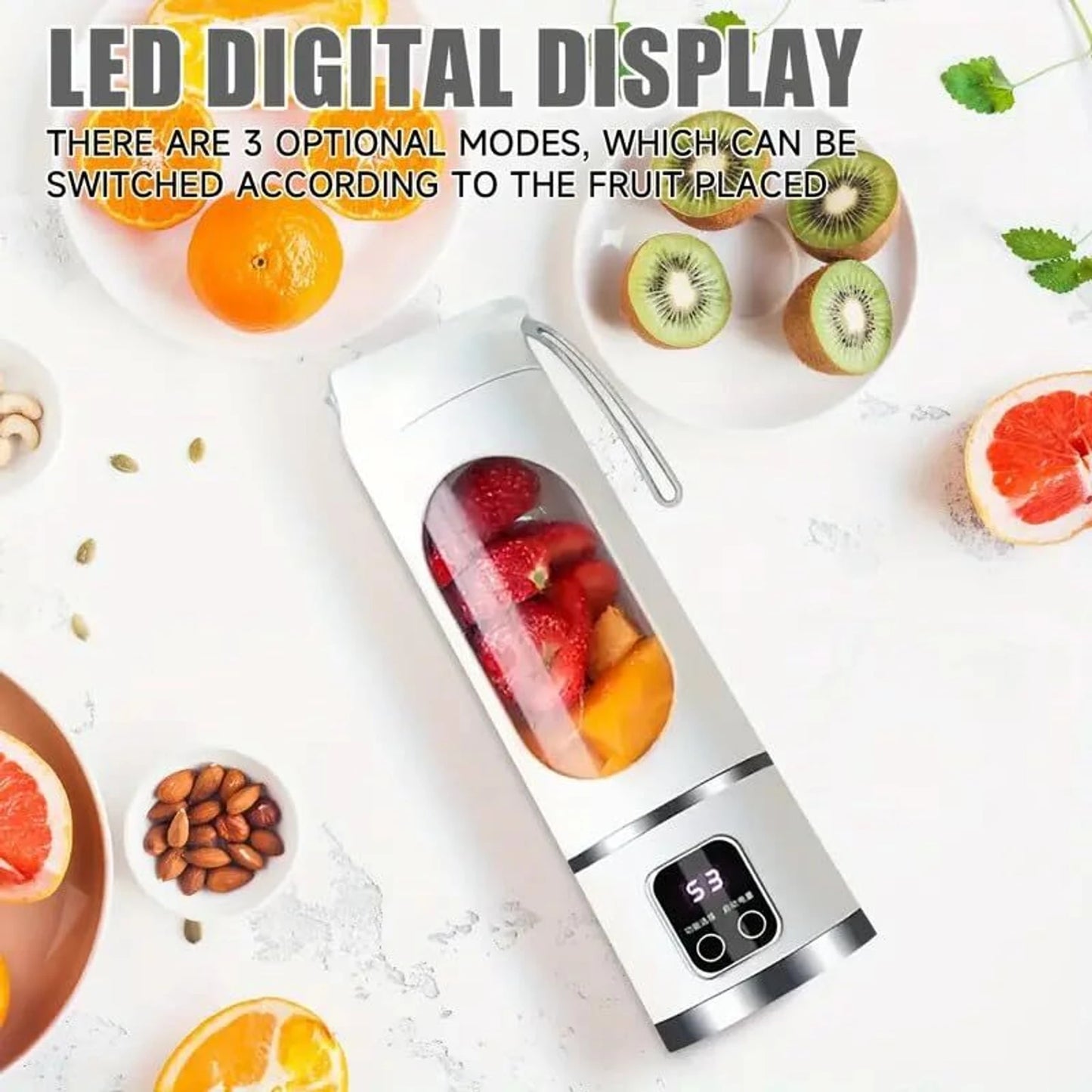 Portable USB Rechargeable Blender & Juicer 500ml | Digital Display | 30-Second Blend | Wireless Charging
