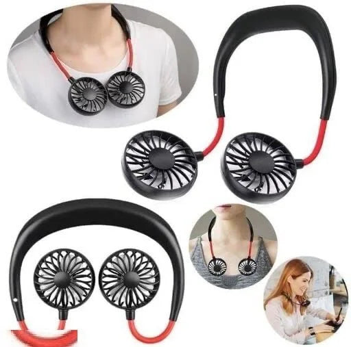 Portable Neck Fan | USB Rechargeable Hands-Free Cooling Fan (1200mAh, 3-Speed, 7-Blade)